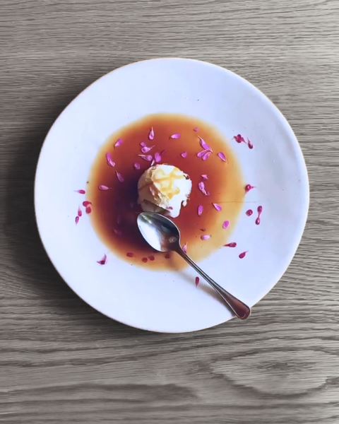 Hibiscus Vinegar Ice Cream with Edible Petals